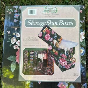 Country Estates Storage Shoe Boxes Set of 2 French Countryside Floral NIP